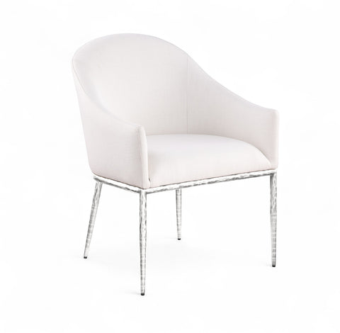 Orla Cream Linen Textured Performance Fabric Upholstered Dining Arm Chair, 1 Piece (Style 3)