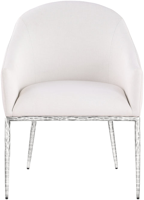Orla Cream Linen Textured Performance Fabric Upholstered Dining Arm Chair, 1 Piece (Style 3)