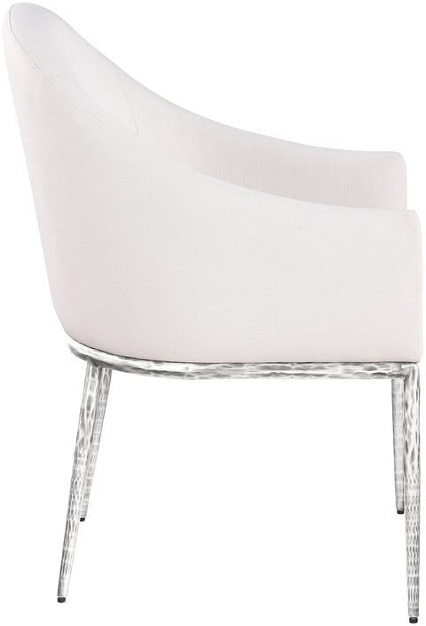 Orla Cream Linen Textured Performance Fabric Upholstered Dining Arm Chair, 1 Piece (Style 3)