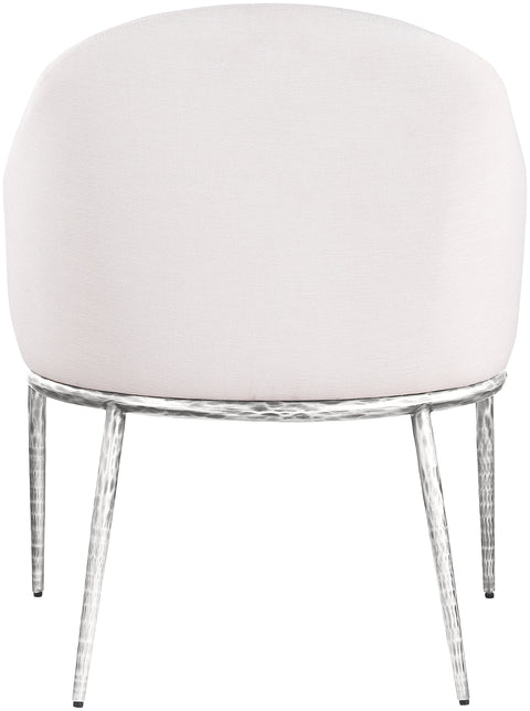 Orla Cream Linen Textured Performance Fabric Upholstered Dining Arm Chair, 1 Piece (Style 3)
