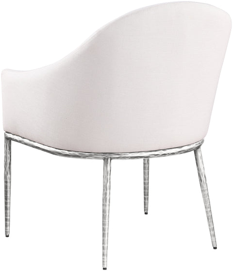 Orla Cream Linen Textured Performance Fabric Upholstered Dining Arm Chair, 1 Piece (Style 3)