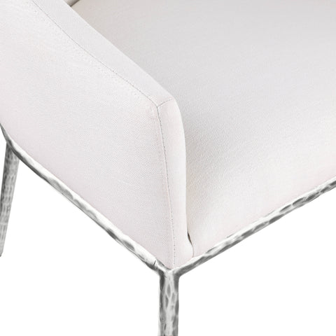 Orla Cream Linen Textured Performance Fabric Upholstered Dining Arm Chair, 1 Piece (Style 3)