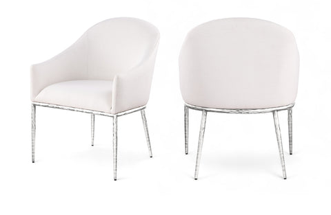 Orla Cream Linen Textured Performance Fabric Upholstered Dining Arm Chair, 1 Piece (Style 3)