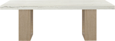 Laurel 84" White Genuine Marble Dining Table, 1 Piece