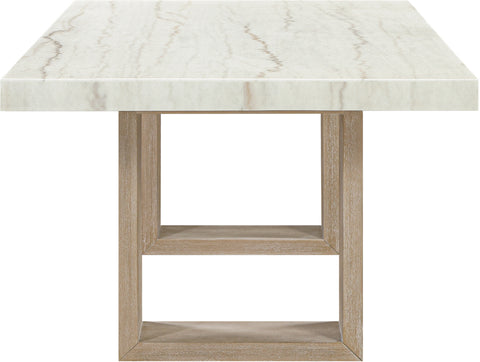 Laurel 84" White Genuine Marble Dining Table, 1 Piece