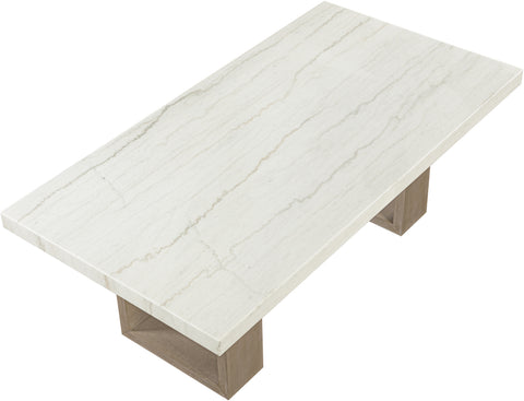Laurel 84" White Genuine Marble Dining Table, 1 Piece