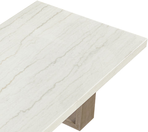 Laurel 84" White Genuine Marble Dining Table, 1 Piece