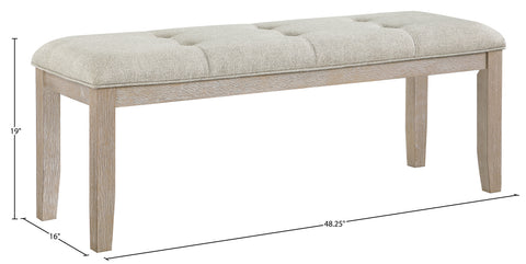 Laurel Beige Fabric Upholstered Bench, 1 Piece