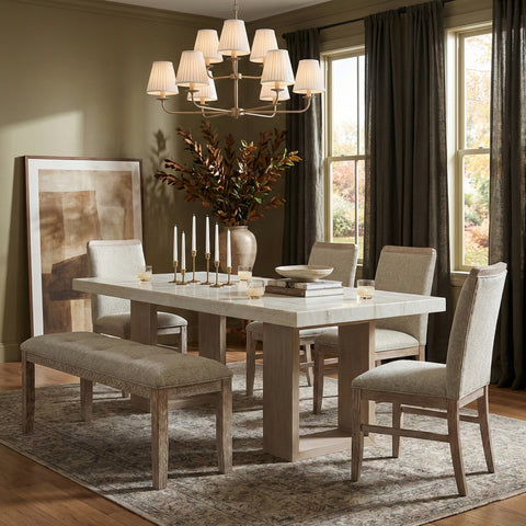 Laurel Beige Fabric Upholstered Bench, 1 Piece