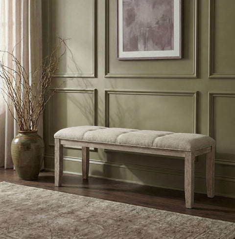 Laurel Beige Fabric Upholstered Bench, 1 Piece
