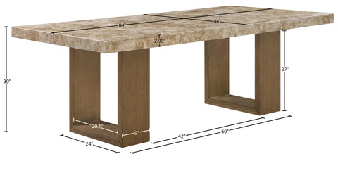 Laurel 84" Brown Genuine Marble Dining Table, 1 Piece