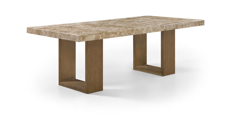 Laurel 84" Brown Genuine Marble Dining Table, 1 Piece