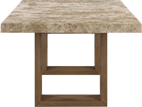 Laurel 84" Brown Genuine Marble Dining Table, 1 Piece