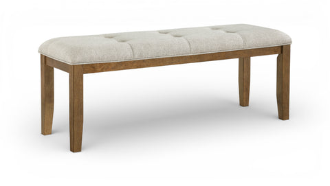 Laurel Beige Fabric Upholstered Bench, 1 Piece (Style 2)