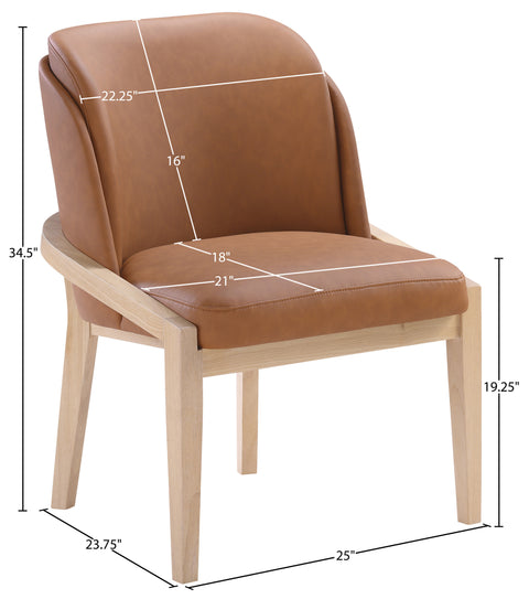 Sage Cognac Vegan Leather Upholstered Dining Chair, 1 Piece