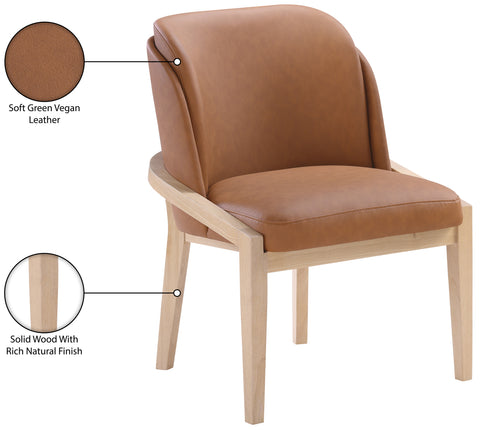 Sage Cognac Vegan Leather Upholstered Dining Chair, 1 Piece