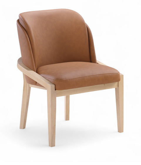 Sage Cognac Vegan Leather Upholstered Dining Chair, 1 Piece