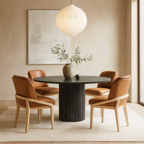 Sage Cognac Vegan Leather Upholstered Dining Chair, 1 Piece
