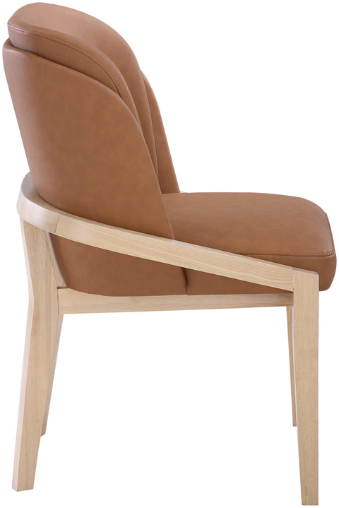 Sage Cognac Vegan Leather Upholstered Dining Chair, 1 Piece