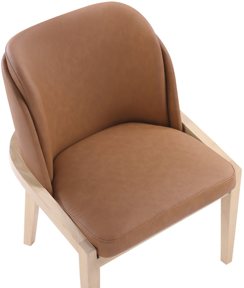 Sage Cognac Vegan Leather Upholstered Dining Chair, 1 Piece