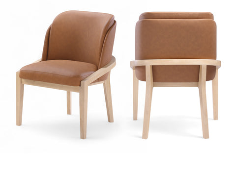 Sage Cognac Vegan Leather Upholstered Dining Chair, 1 Piece