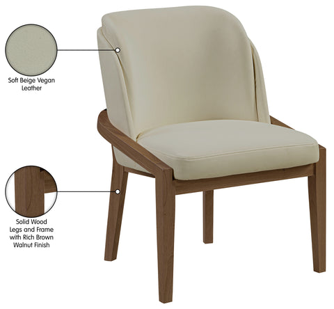Sage Beige Vegan Leather Upholstered Dining Chair, 1 Piece