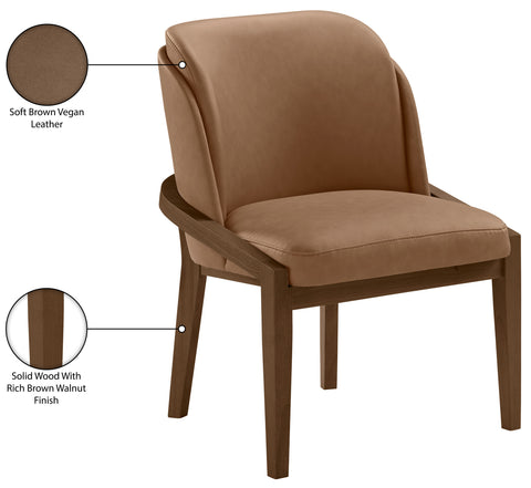 Sage Brown Vegan Leather Upholstered Dining Chair, 1 Piece
