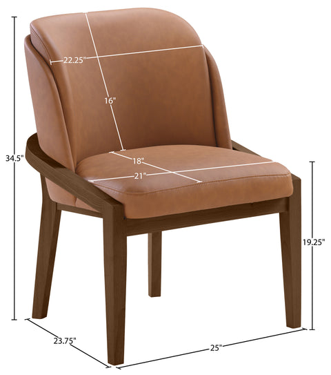 Sage Cognac Vegan Leather Upholstered Dining Chair, 1 Piece (Style 2)