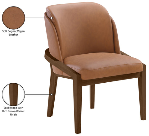 Sage Cognac Vegan Leather Upholstered Dining Chair, 1 Piece (Style 2)