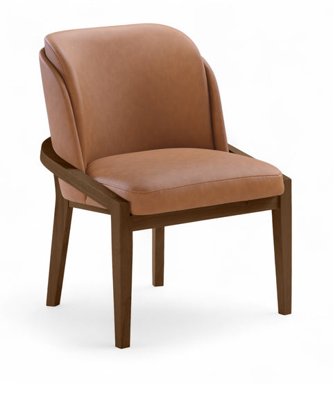Sage Cognac Vegan Leather Upholstered Dining Chair, 1 Piece (Style 2)