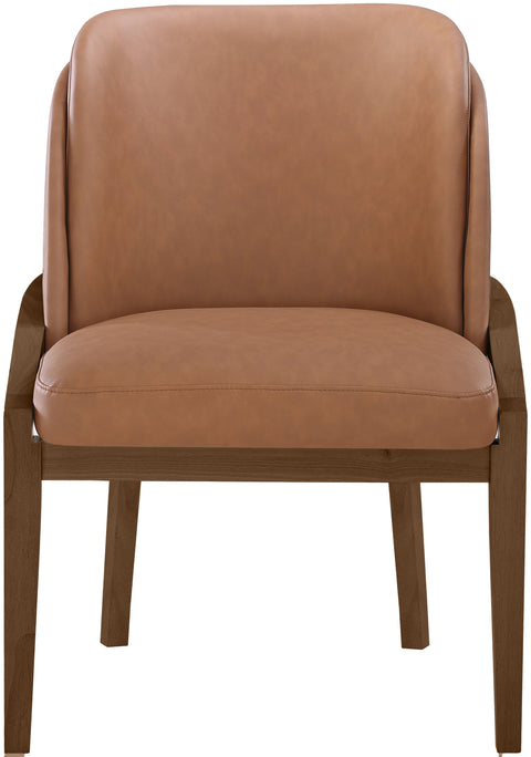 Sage Cognac Vegan Leather Upholstered Dining Chair, 1 Piece (Style 2)