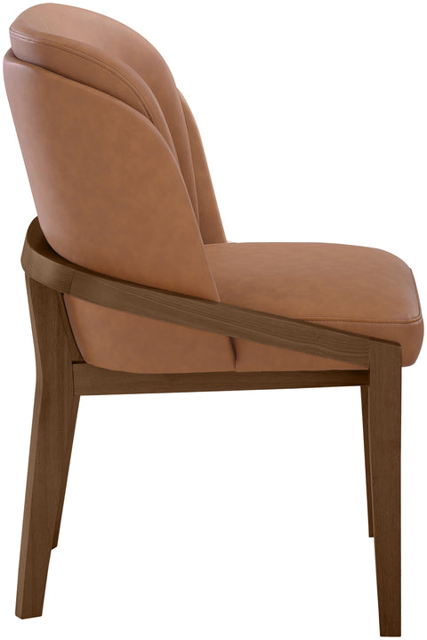 Sage Cognac Vegan Leather Upholstered Dining Chair, 1 Piece (Style 2)