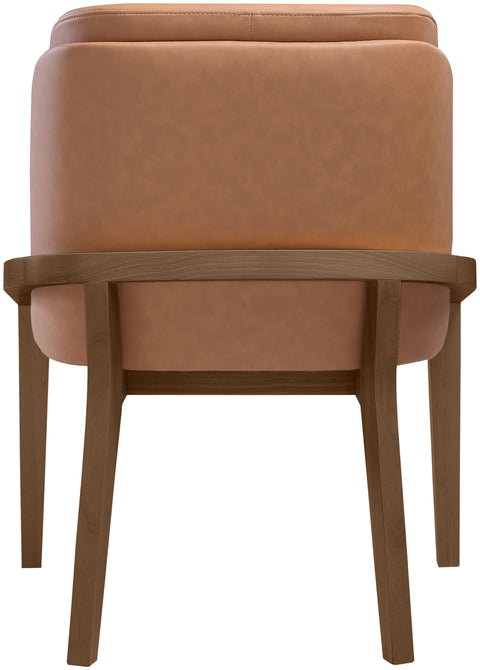 Sage Cognac Vegan Leather Upholstered Dining Chair, 1 Piece (Style 2)