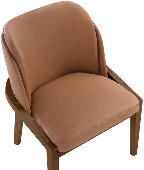 Sage Cognac Vegan Leather Upholstered Dining Chair, 1 Piece (Style 2)