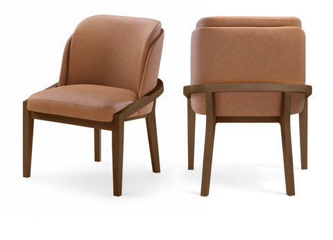 Sage Cognac Vegan Leather Upholstered Dining Chair, 1 Piece (Style 2)