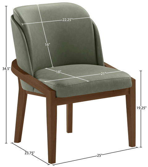 Sage Green Vegan Leather Upholstered Dining Chair, 1 Piece