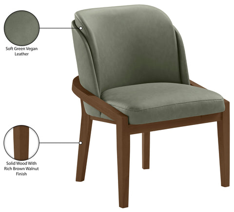 Sage Green Vegan Leather Upholstered Dining Chair, 1 Piece