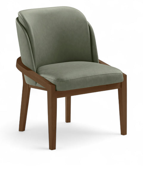 Sage Green Vegan Leather Upholstered Dining Chair, 1 Piece