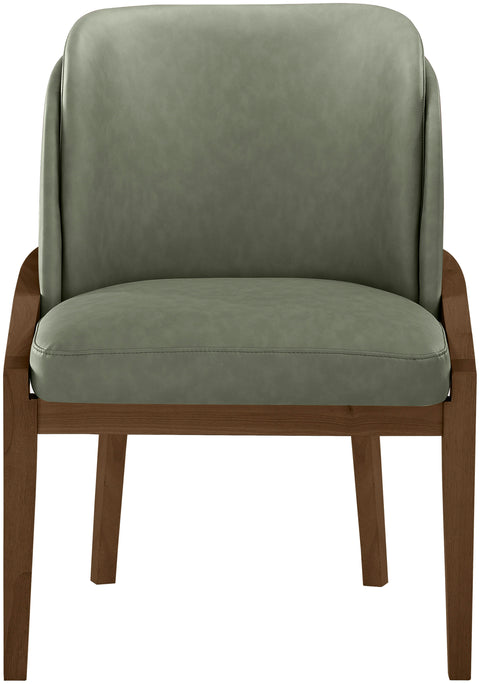 Sage Green Vegan Leather Upholstered Dining Chair, 1 Piece