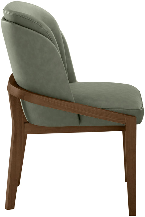 Sage Green Vegan Leather Upholstered Dining Chair, 1 Piece