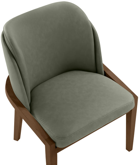 Sage Green Vegan Leather Upholstered Dining Chair, 1 Piece