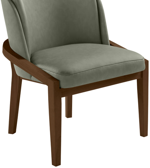 Sage Green Vegan Leather Upholstered Dining Chair, 1 Piece
