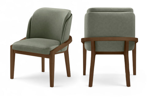Sage Green Vegan Leather Upholstered Dining Chair, 1 Piece