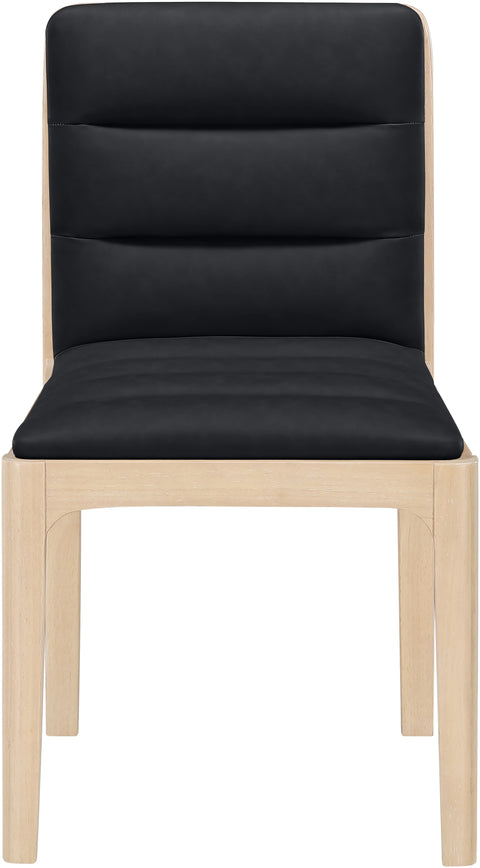 Linden Black Cane And Vegan Leather Upholstered Dining Chair, 2-Piece