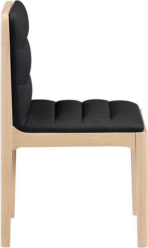 Linden Black Cane And Vegan Leather Upholstered Dining Chair, 2-Piece