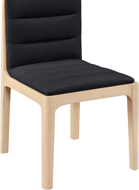 Linden Black Cane And Vegan Leather Upholstered Dining Chair, 2-Piece