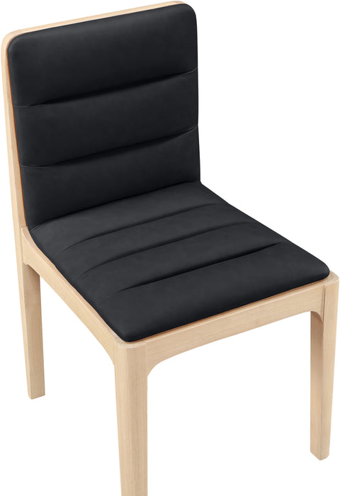 Linden Black Cane And Vegan Leather Upholstered Dining Chair, 2-Piece