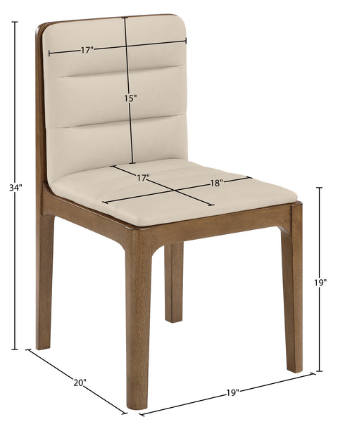 Linden Beige Cane And Vegan Leather Upholstered Dining Chair, 2-Piece