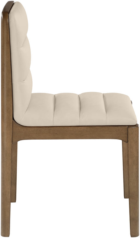 Linden Beige Cane And Vegan Leather Upholstered Dining Chair, 2-Piece