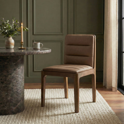 Linden Brown Cane And Vegan Leather Upholstered Dining Chair, 2-Piece (Style 2)